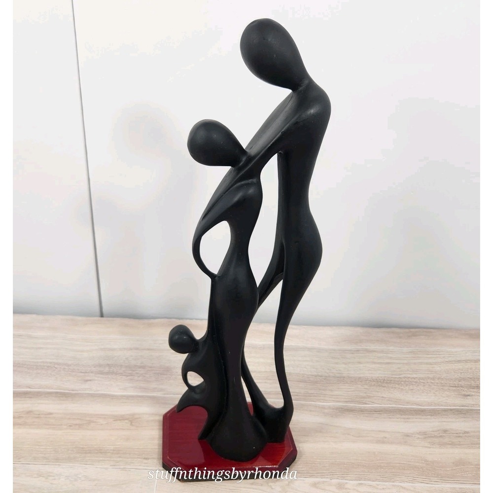 Abstract Style 14" Embracing Family Love Art Sculpture Couple With Child